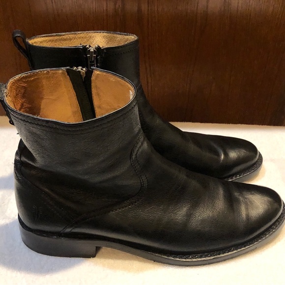 Frye Black Leather Men's Boots (Paul Inside-Zip) - Picture 11 of 12